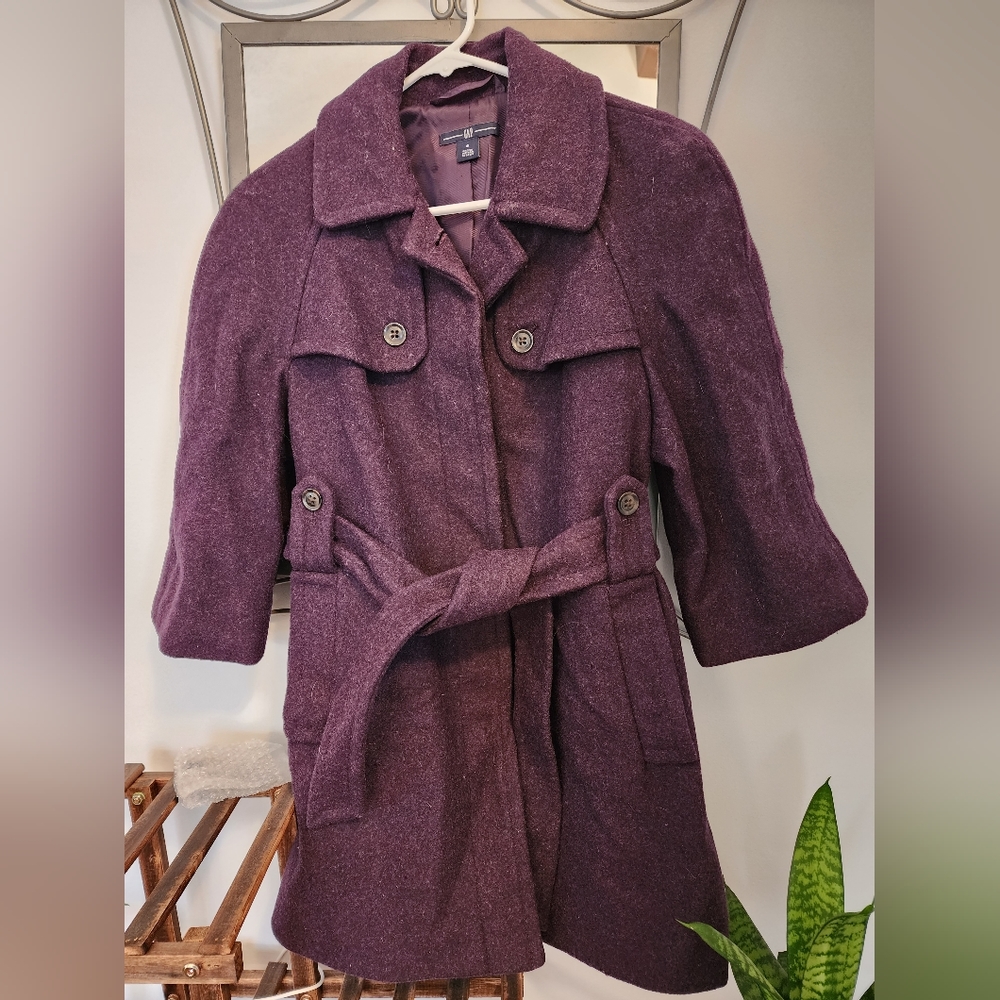 Purple 3/4 Sleeve Pea Coat